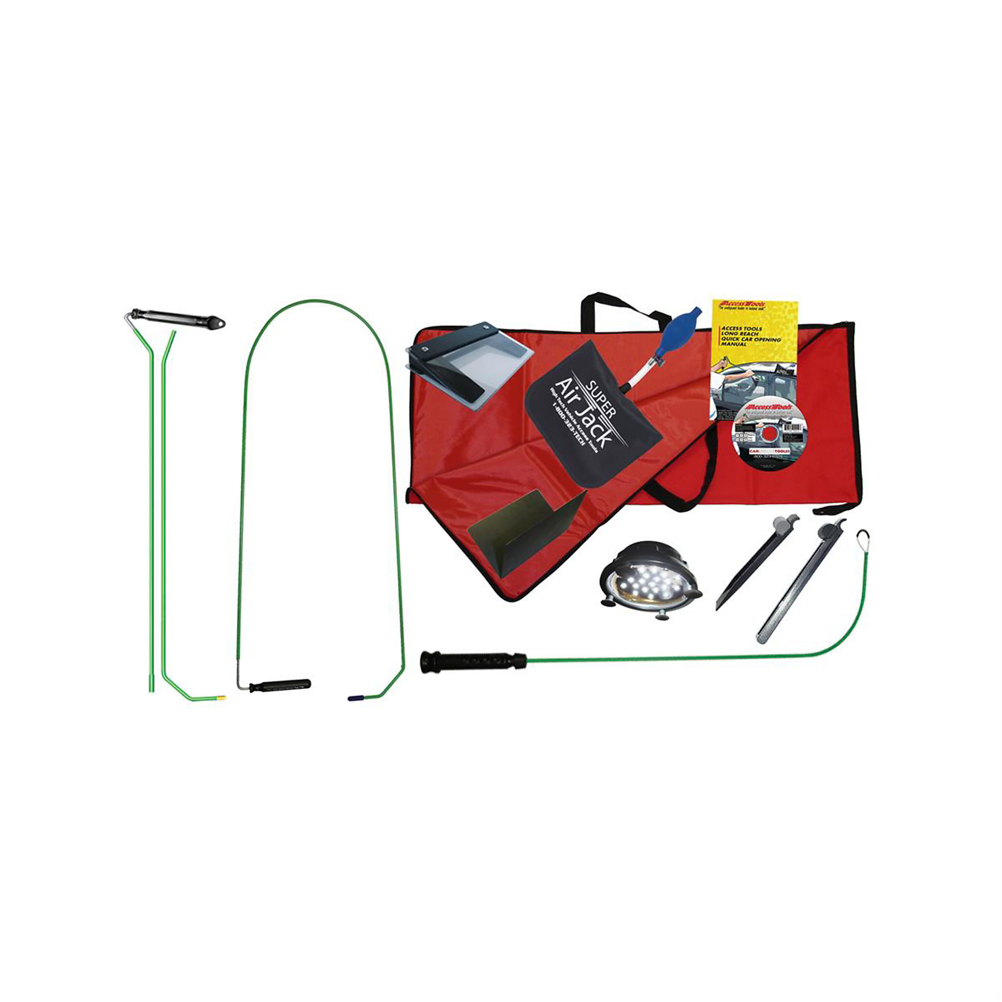 Access Tools Master Technician Car Opening Set — Long Reach Tools, Smart Light, Heavy-Duty Carrying Case, Model# AETMTCOS